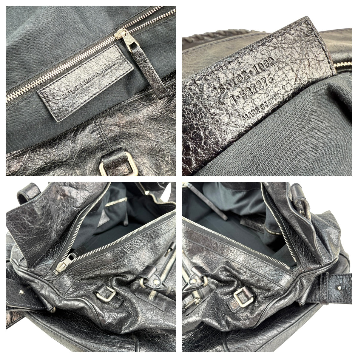 Pre-owned Balenciaga Black Lambskin Leather Squash M Duffle bag