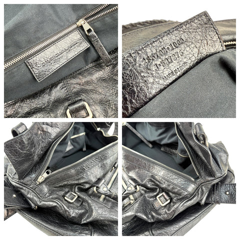 Pre-owned Balenciaga Black Lambskin Leather Squash M Duffle bag
