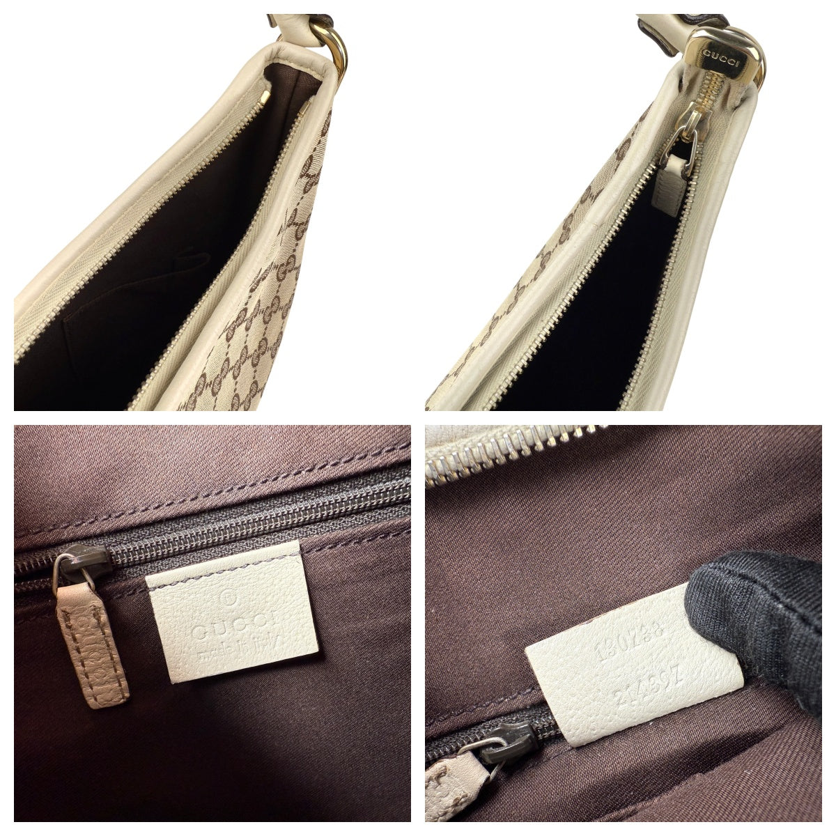 Pre-owned Gucci Beige GG Canvas and Leather Medium Abbey D-Ring Hobo bag