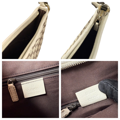 Pre-owned Gucci Beige GG Canvas and Leather Medium Abbey D-Ring Hobo bag