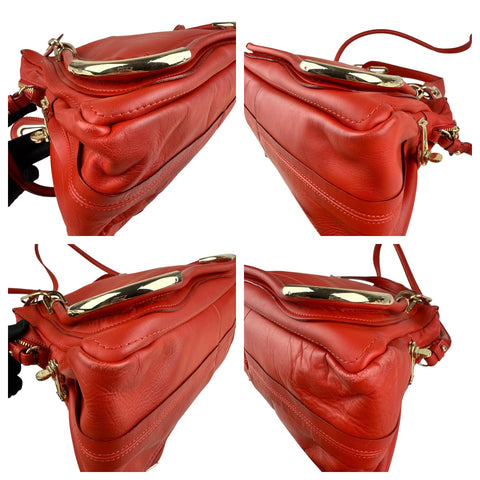 Chloe Red  Leather Paraty Bag Medium