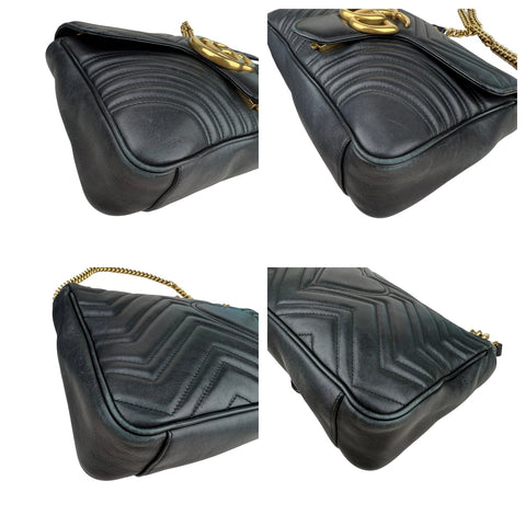 Gucci GG Marmont Calfskin Matelasse Medium Shoulder Bag Black