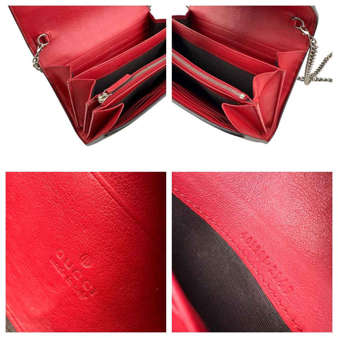 Gucci Beige/Red GG Supreme Canvas and Leather Dionysus Wallet on Chain