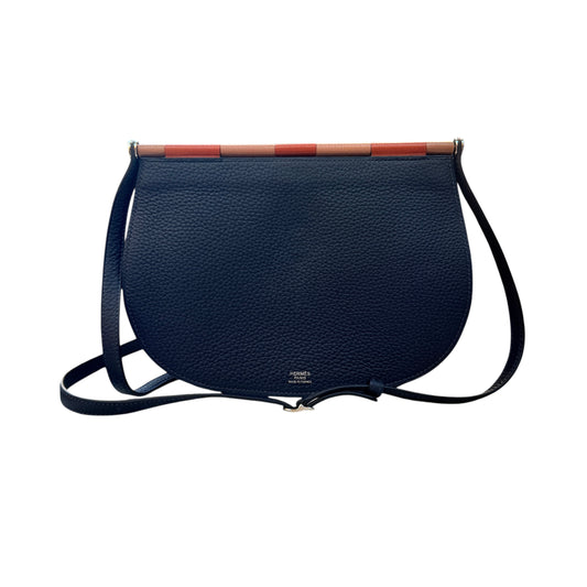 Hermes Blue Taurillon Clemence Leather Saut Hermes 25 PHW