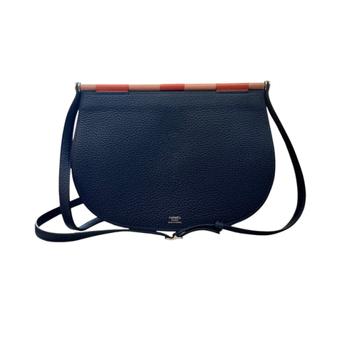 Hermes Blue Taurillon Clemence Leather Saut Hermes 25 PHW