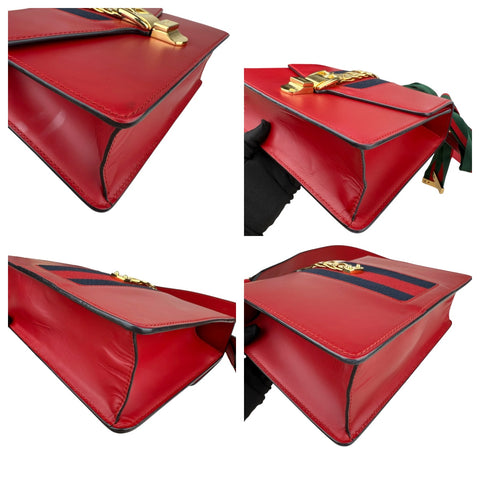 Gucci Leather Sylvie Small Shoulder Bag Red