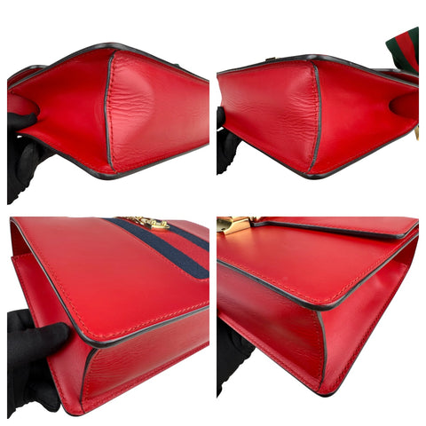 Gucci Sylvie Shoulder Bag Medium Red Leather