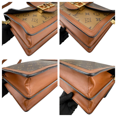 Louis Vuitton LV Dauphine MM Shoulder Bag Monogram Reverse Brown