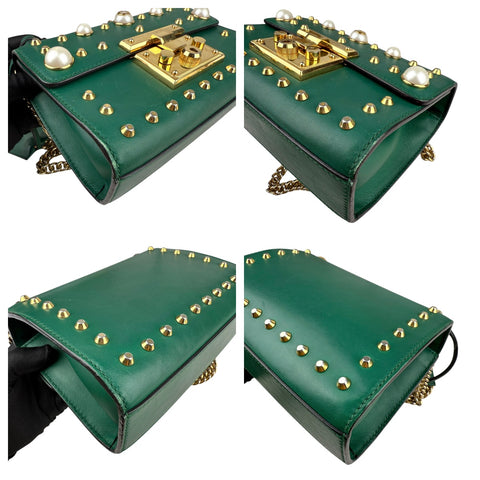 Gucci Pearly Padlock Shoulder Bag Studded Leather