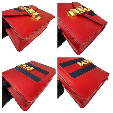 Gucci Sylvie Chain  Mini  Red Leather