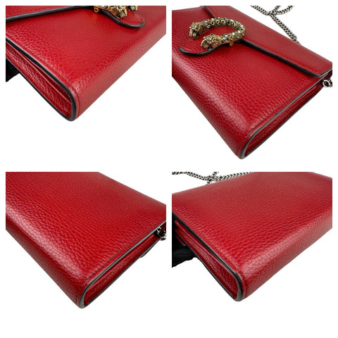 Gucci Dionysus Mini Chain Bag Leather Red Chain Wallet