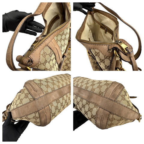 Gucci Beige Canvas GG Running Medium Double G Hobo Bag