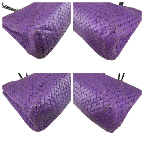 Pre-owned bottega veneta intrecciato purple tote bag front