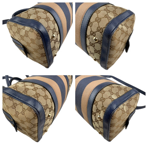 Pre-owned Gucci Monogram Vintage Web Medium Boston Blue bag