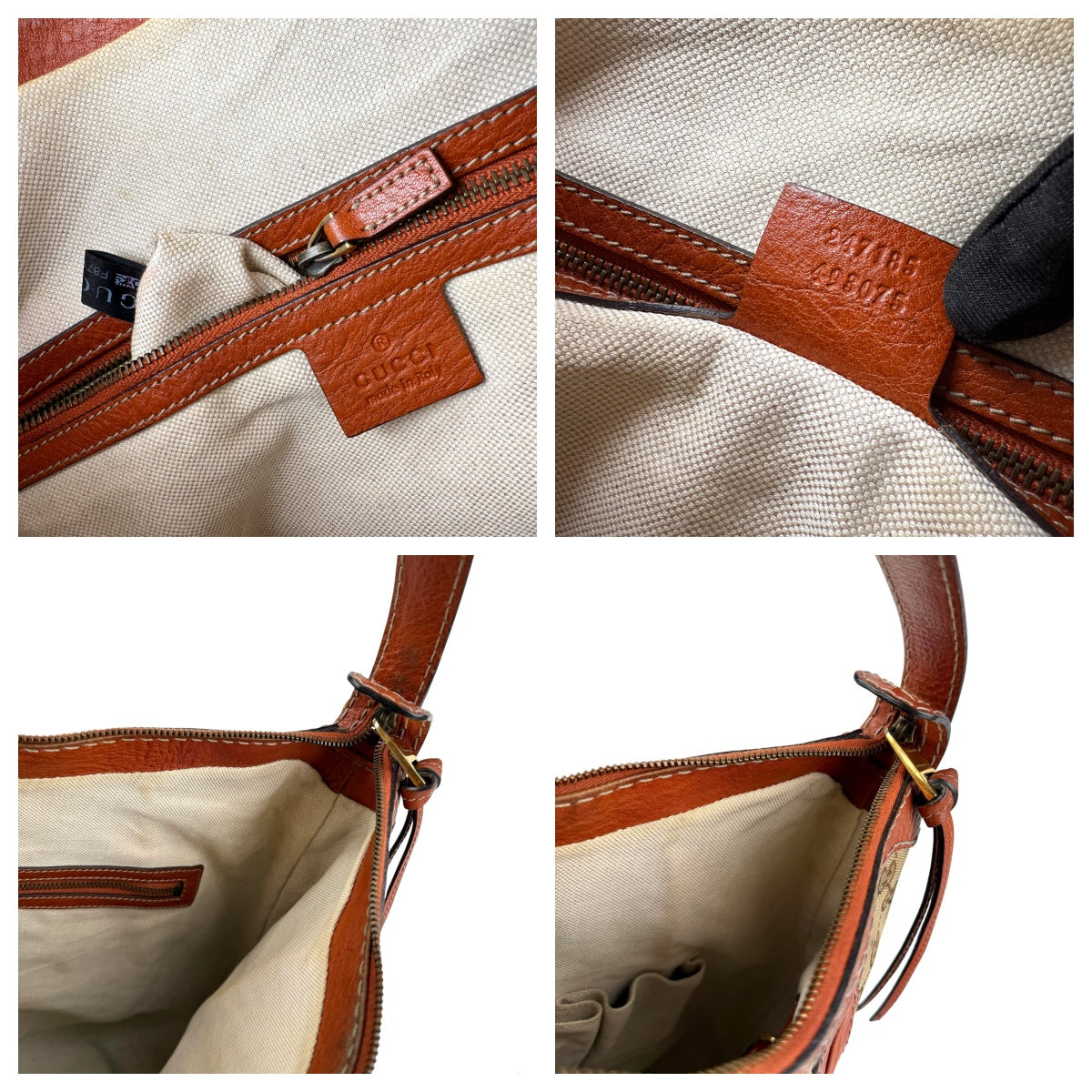 Pre-owned Gucci Orange/Beige GG Canvas and Leather GG Running Hobo