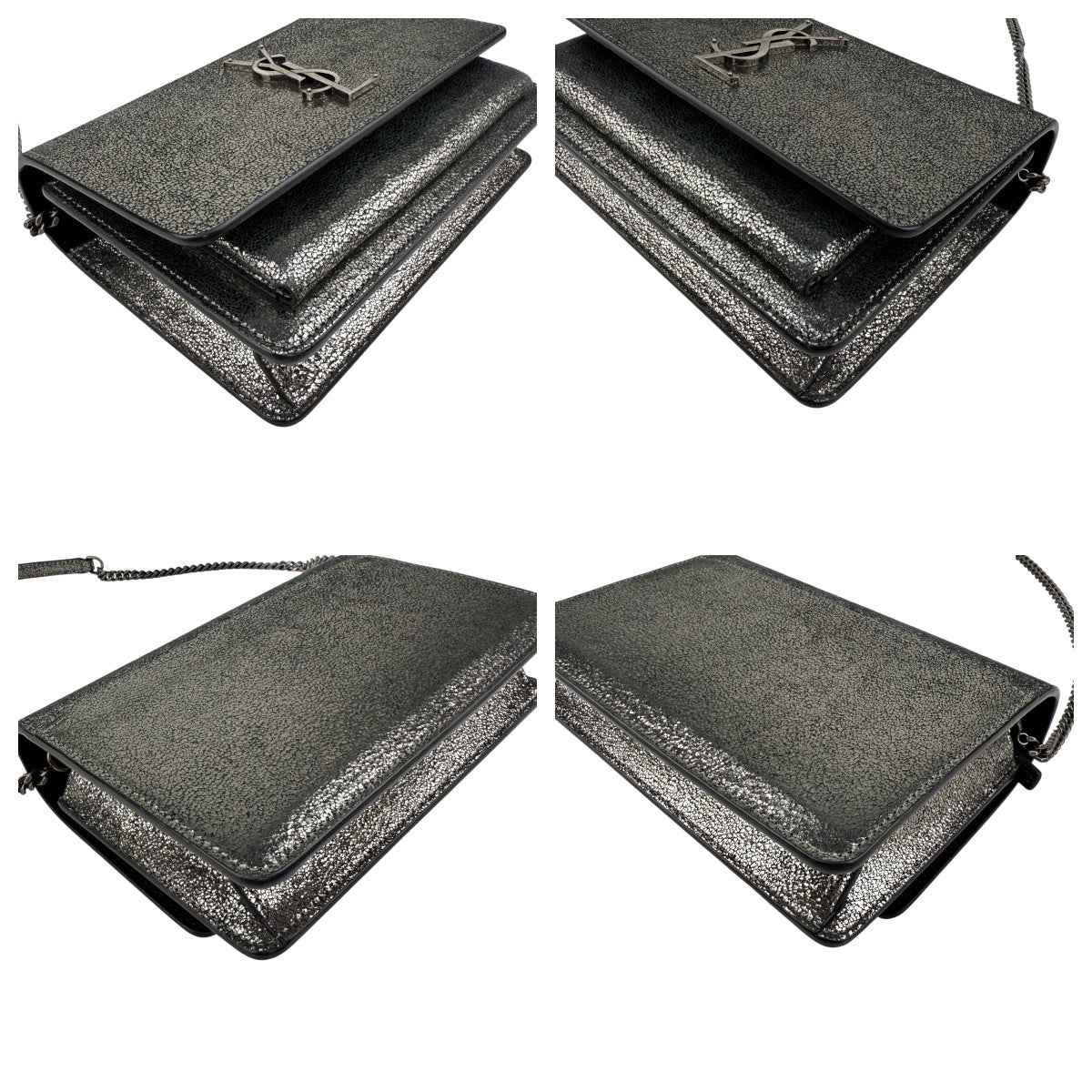 Saint Laurent Silver Metallic Sunset Chain Wallet