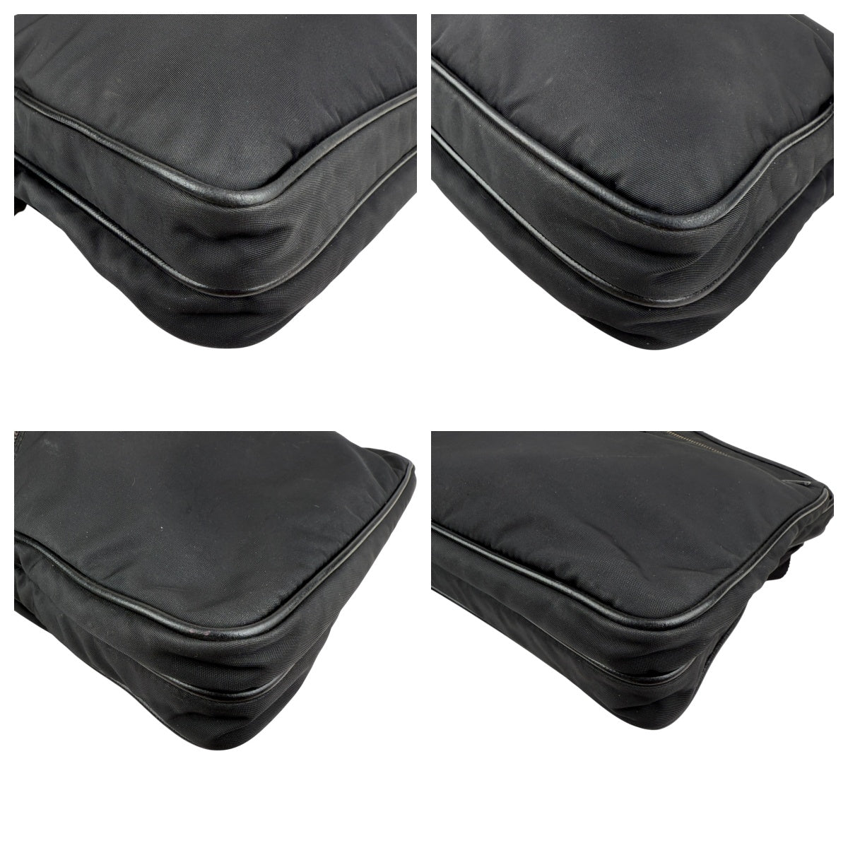 Pre-owned prada-milano-black-re-nylon-saffiano-leather-crossbody-shoulder-bag-front