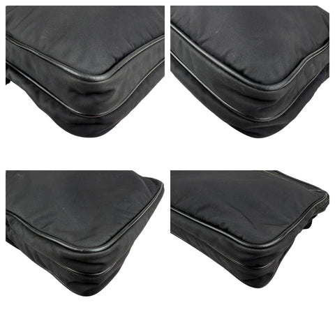 Pre-owned prada-milano-black-re-nylon-saffiano-leather-crossbody-shoulder-bag-front