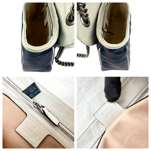 Gucci Navy and white GG Marmont shoulder bag