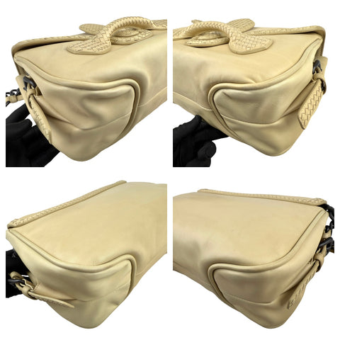 Bottega Veneta Beige Intrecciato Leather Rialto Shoulder Bag