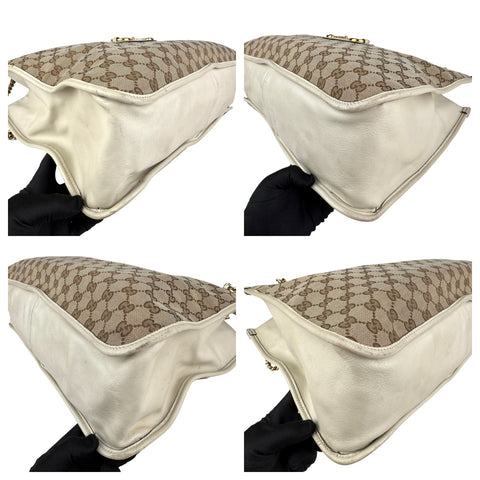 Gucci Brown GG Canvas Horsebit 1955 Tote Beige