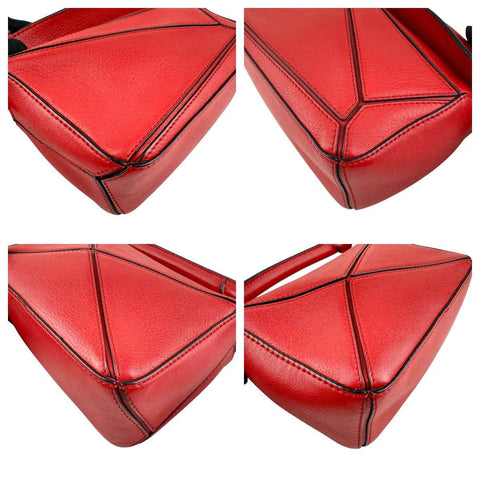 Loewe Raspberry Calfskin Mini Puzzle Bag