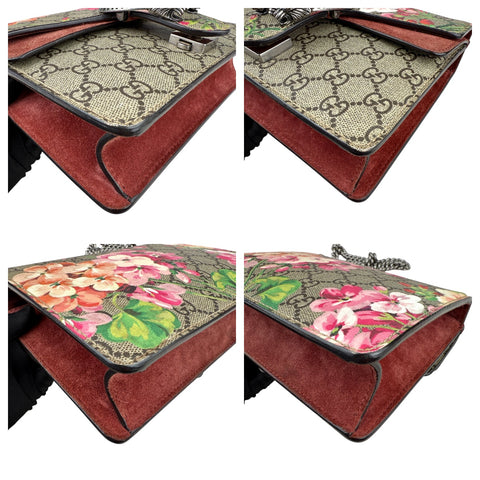 Gucci Dionysus Beige/Maroon GG Supreme Blooms Canvas and Suede Shoulder Bag