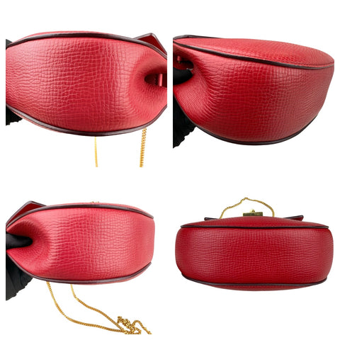 Chloe Red Grained Leather Drew Bag