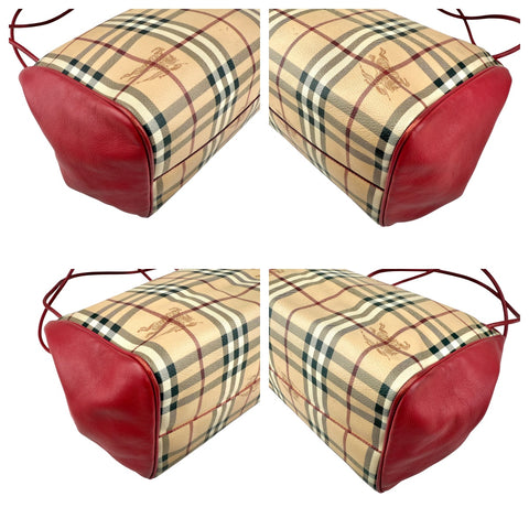 Burberry Leather Trimmed Haymarket Check Coated Canvas Canterbury tote bag