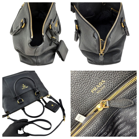 Pre-owned Prada Black Vitello Daino Leather Tote tote bag