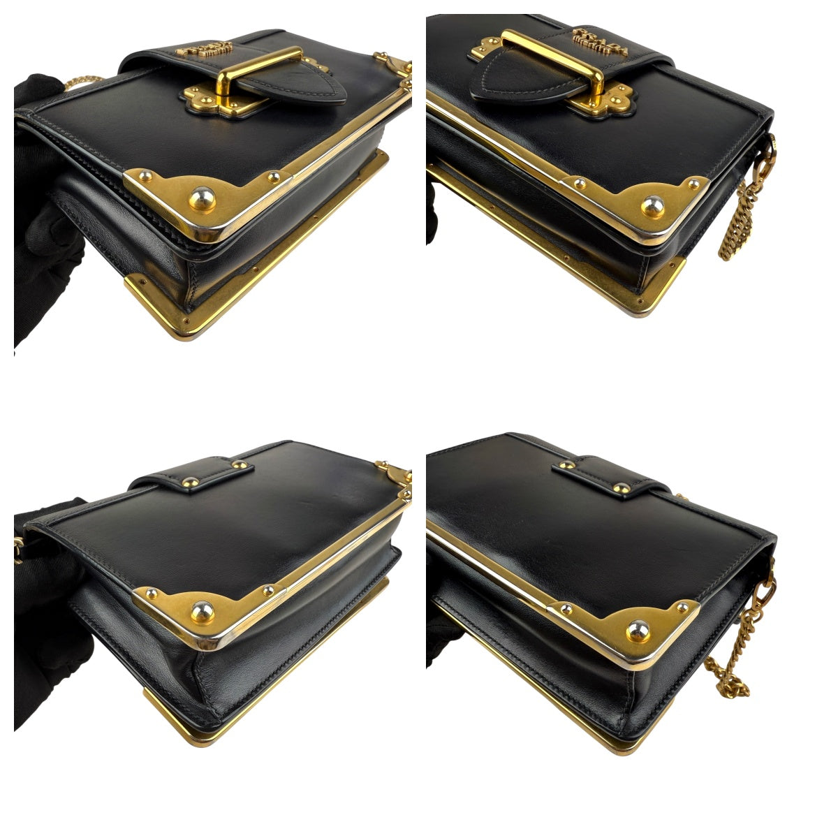 Pre-owned prada-city-calf-saffiano-leather-cahier-handbag
