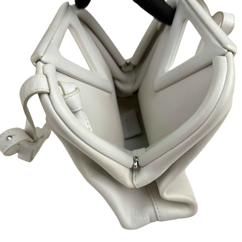 Bottega Veneta Calfskin The Point Triangle Bag Chalk
