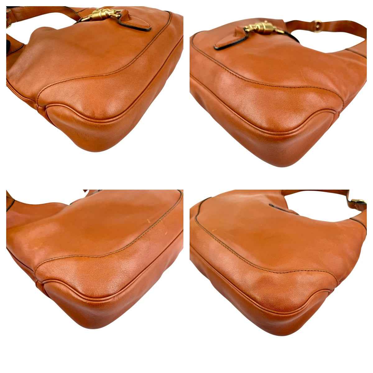 Gucci Leather Jackie Shoulder Bag Tan Brown
