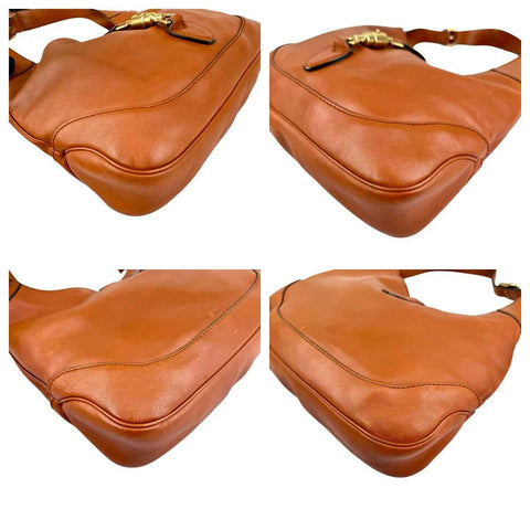 Gucci Leather Jackie Shoulder Bag Tan Brown