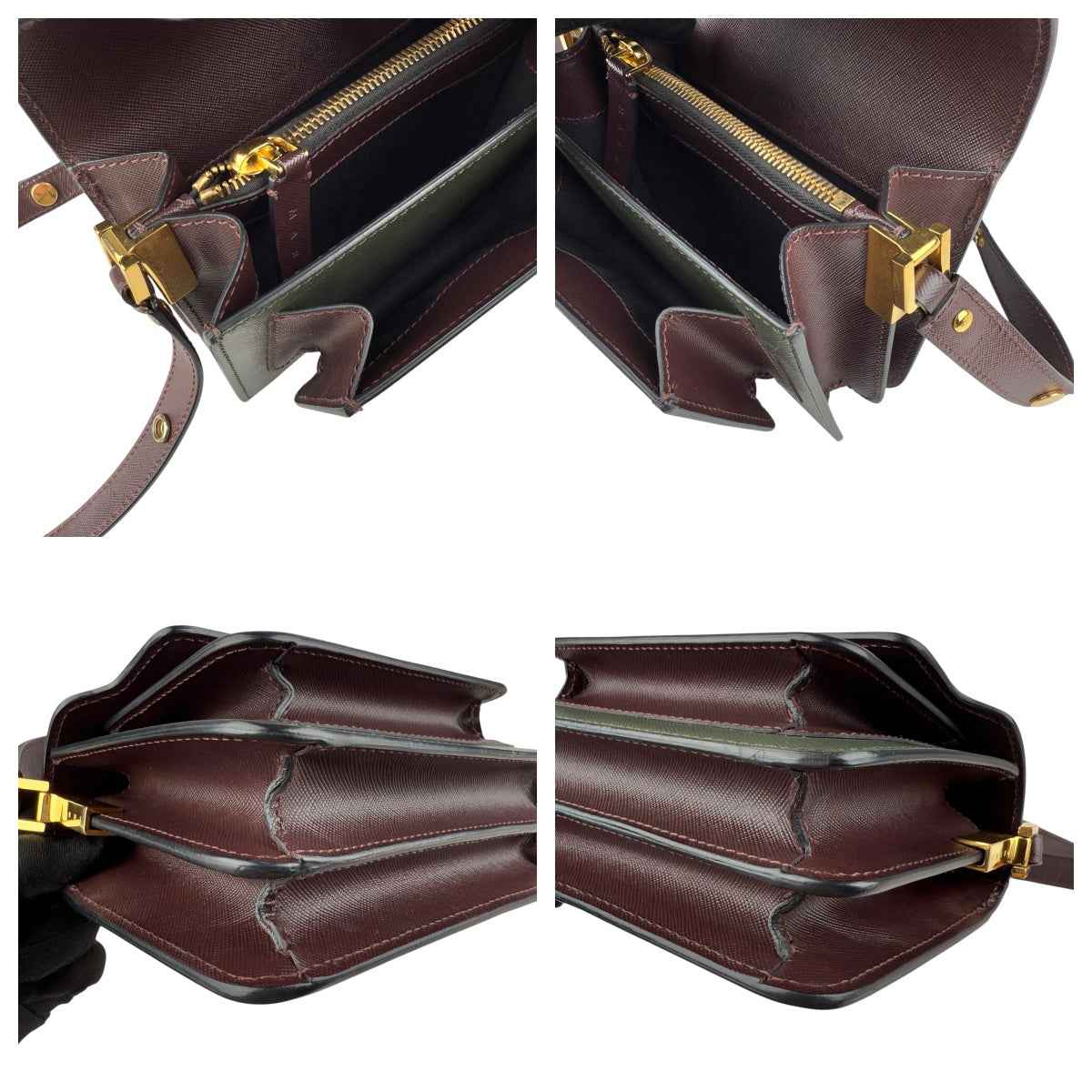 Marni Trunk Color Block Saffiano Leather Shoulder Bag