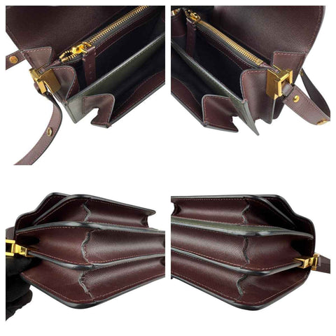 Marni Trunk Color Block Saffiano Leather Shoulder Bag