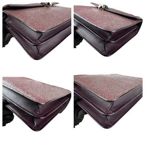 Bvlgari Plum Stingray and Leather Medium Serpenti Forever Shoulder Bag