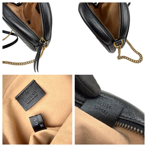 Gucci Black Quilted Leather Marmont Round Mini Crossbody Bag