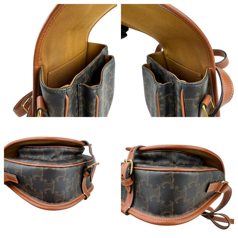 Celine Triomphe Canvas Medium Folco Bag Tan