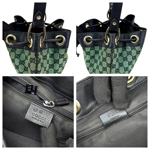 Gucci Monogram Drawstring Shoulder Bag Green