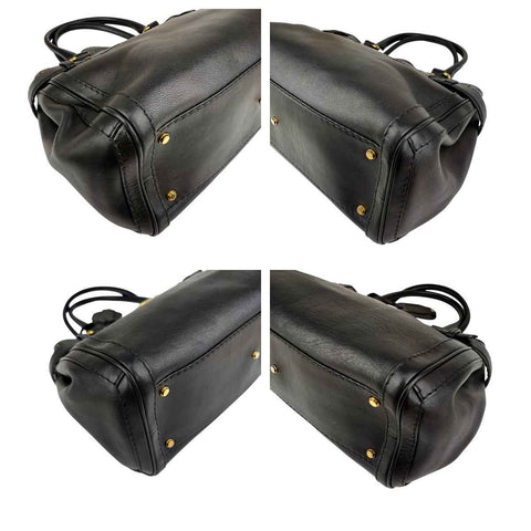 Gucci Black Leather GG Running Large Tote Bag