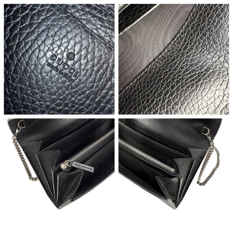 Pre-owned Gucci Black Pebbled Leather Dionysus Mini Wallet on Chain Bag