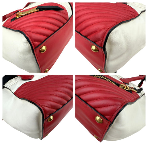 Miu Miu Biker Materasse Hand Bag Shoulder Bag Crossbody 2 way bag White/Red
