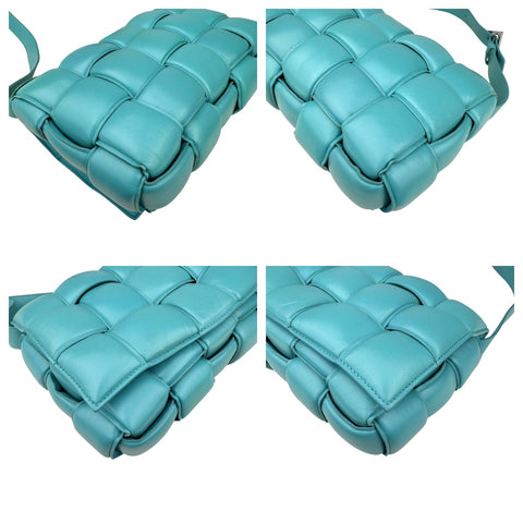Bottega Veneta Turquoise Padded Leather Cassette Crossbody Bag Blue