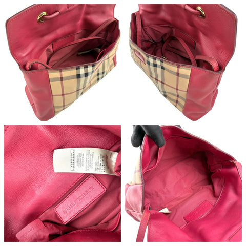Burberry Red Haymarket Check PVC and Leather Crossbody Bag