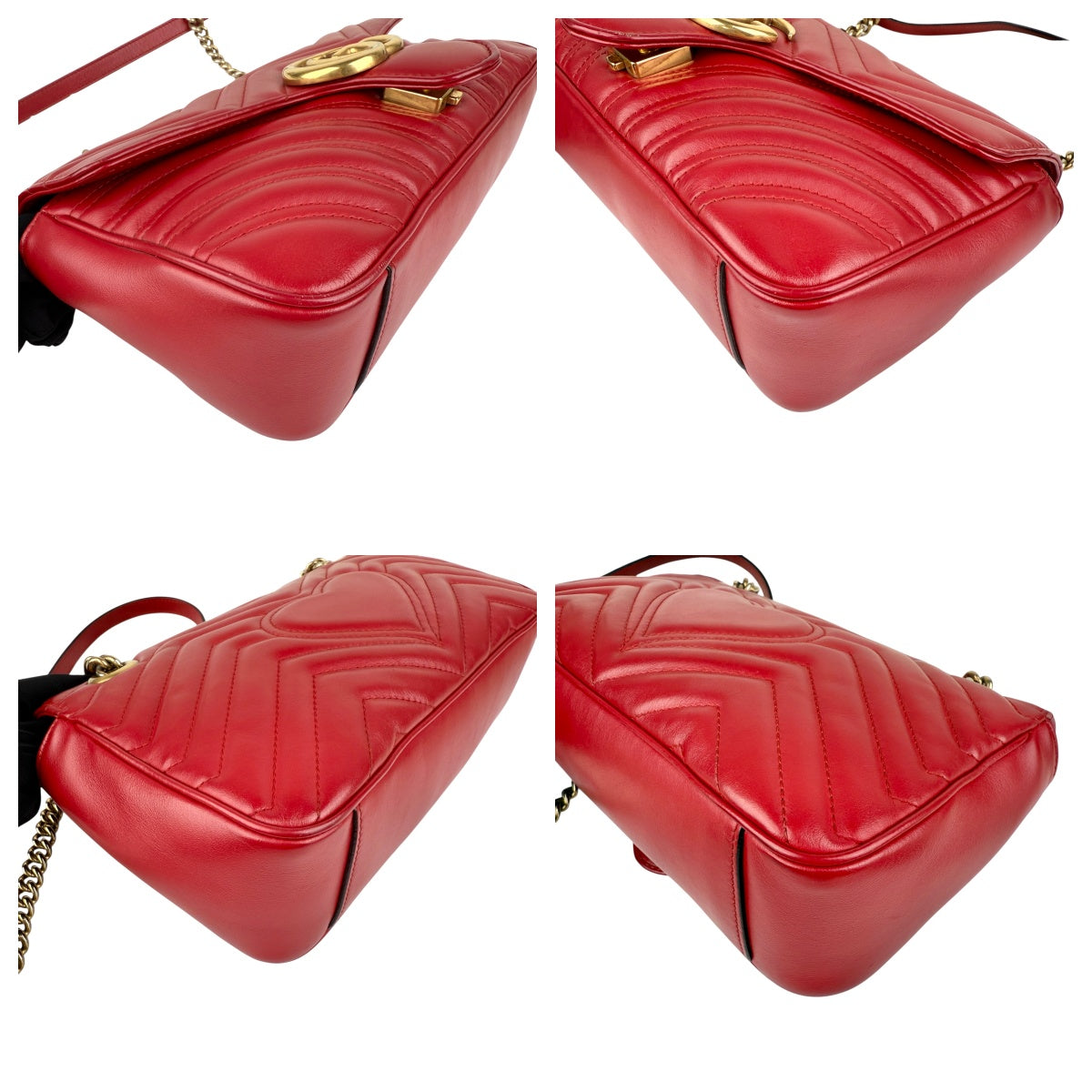 Pre-owned Gucci Red Quilted Leather GG Marmont Medium Matelasse Shoulder Bag shoulder bag