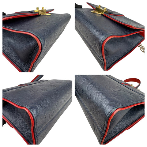 Louis Vuitton Monogram Empreinte Saint-Sulpice Chain Shoulder Bag Red Black