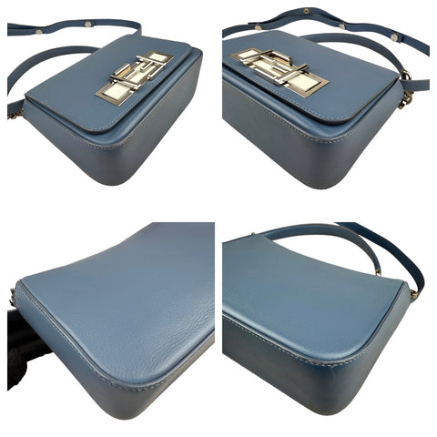 Fendi Cerulean Blue Calfskin Leather Baguette Shoulder Bag