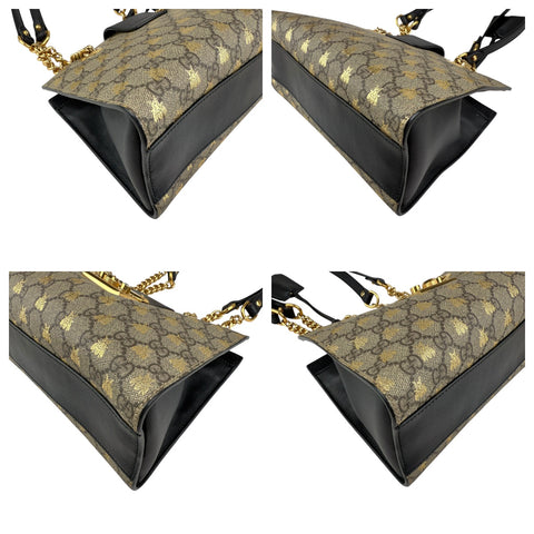 Pre-owned gucci padlock gg supreme bee print shoulder bag brown beige front