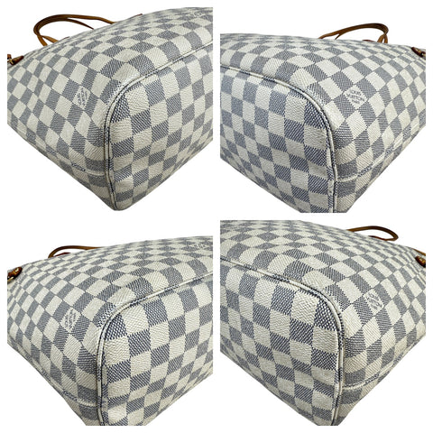 Louis Vuitton Neverfull Tote MM White Canvas Damier Azur
